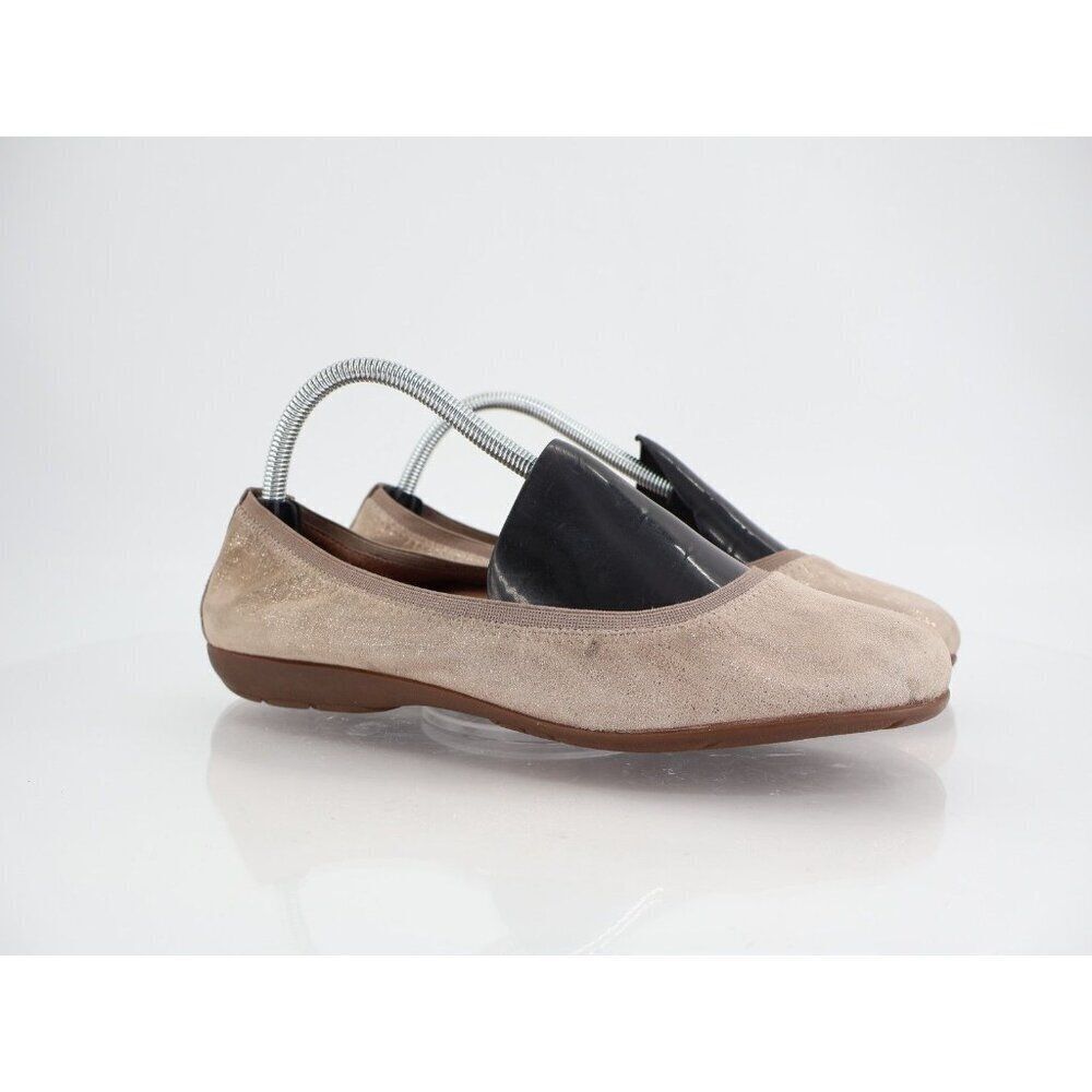 Abeo Tia Bio System Sz 10 N Women Gold Smooth Fabric Slip On Ballet Flat Shoes